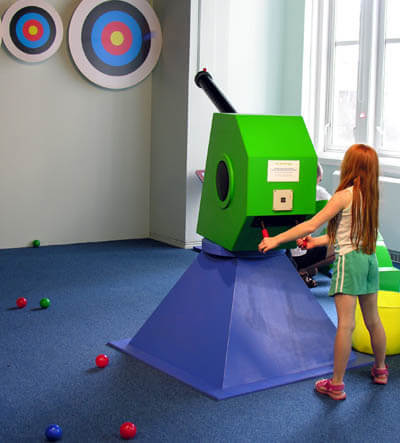Children can aim the gun at any of the targets, load in the light plastic 